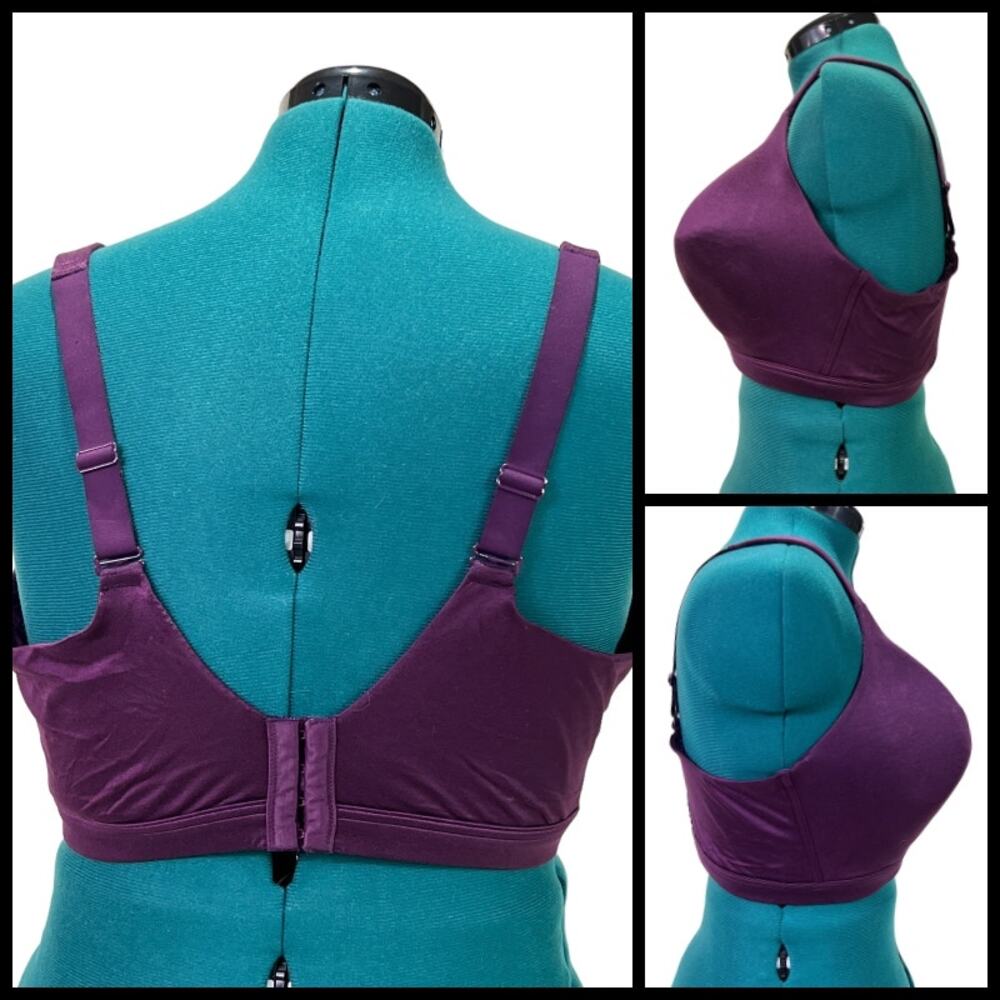 Catherines Full Coverage Smooth Wireless Bra Eggplant Solid Plus Size 44D - Picture 2 of 8